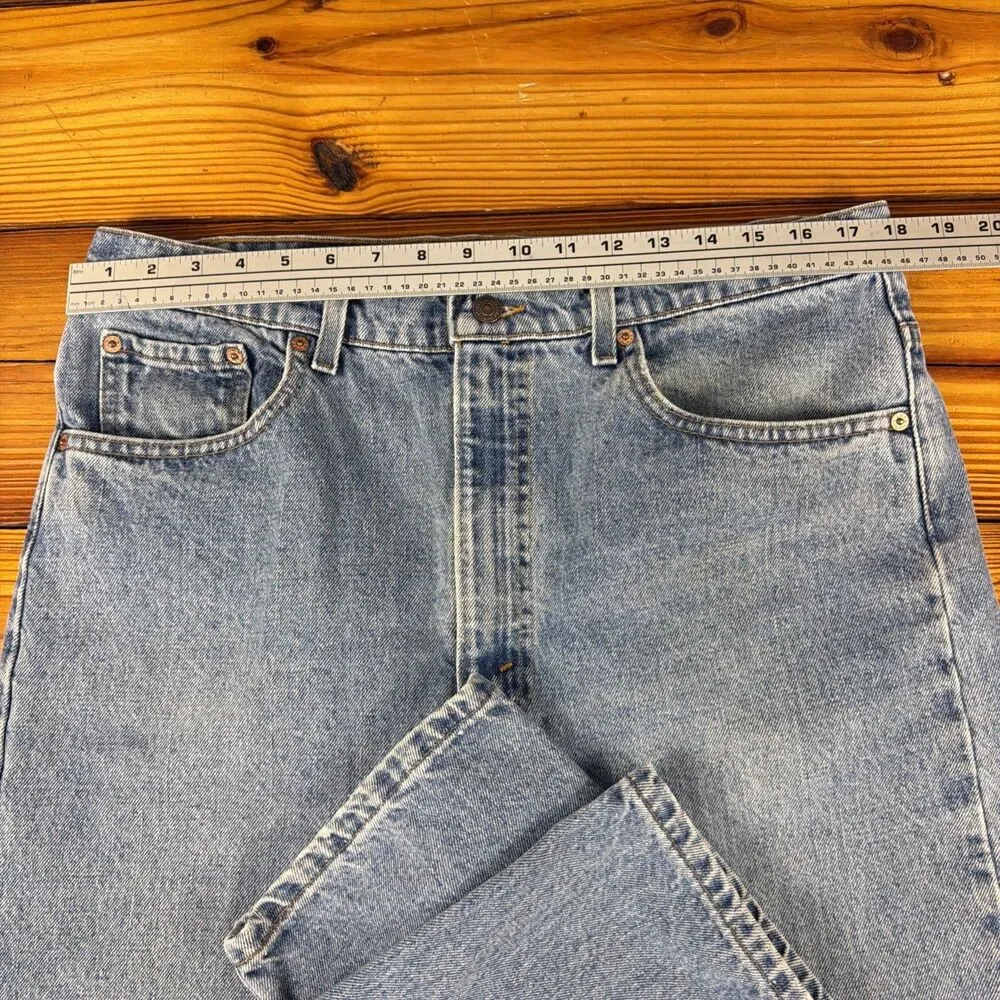 Vintage 1991 Levi's 505 Denim Jeans Men's Size 36x30 Black Bat Wing Made in USA